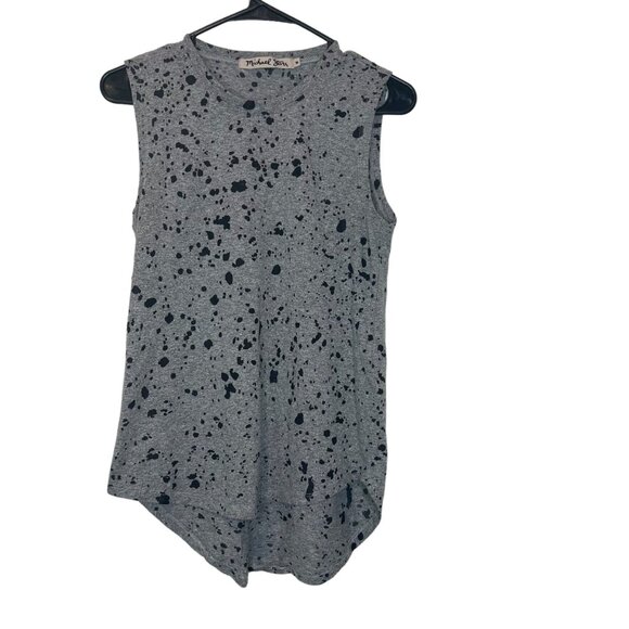 Michael Stars Tank Top M Grey Black Burnout Splatter Print Pullover Size Medium - Picture 1 of 9